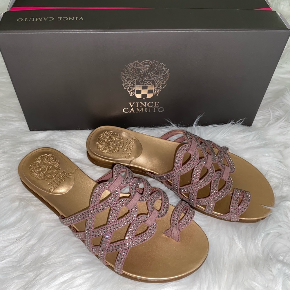 VINCECAMUTO.COM ROSE SMOKE SANDALS/ SIZE: 5.5
